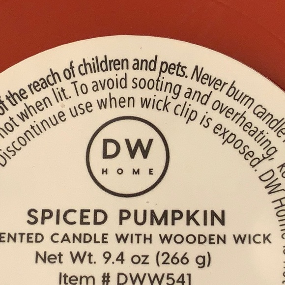 DW HOME SPICED PUMPKIN CRACKLING WOOD WICK CANDLE NEW 9.4 oz NEW - Picture 3 of 3